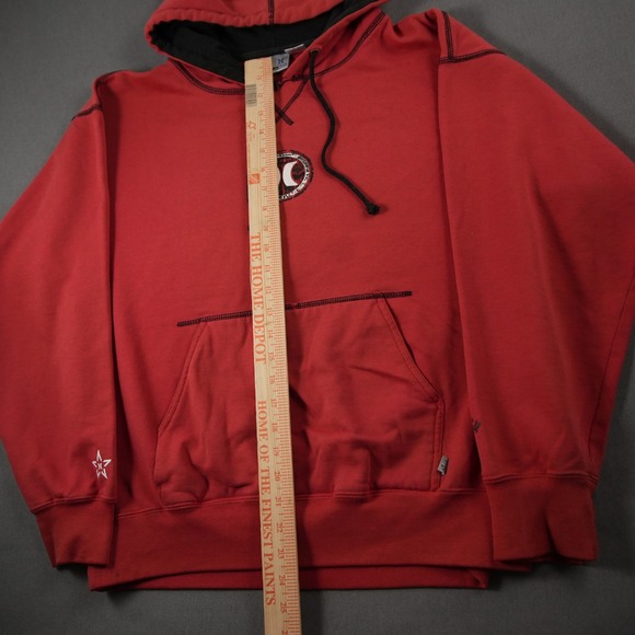 Y2K Vintage Thrashed Hurley Skater Hoodie Pullover Mens M Red Black - Picture 8 of 15